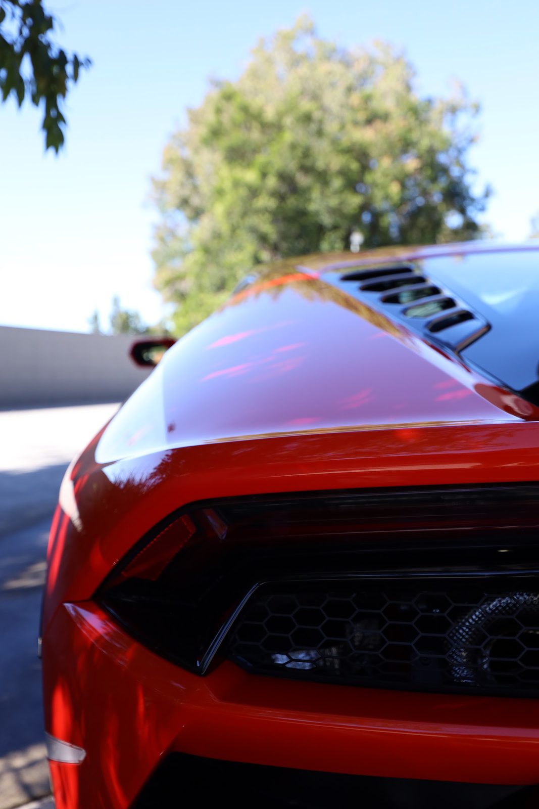 The rear three-quarter of a car after detailing